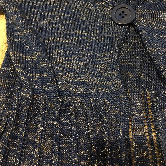 Y2K Elizabeth Gillett by Anthropologie Blue Knit Button Cardigan NWT - Picture 2 of 10